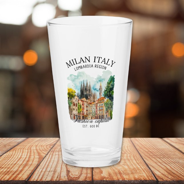 Verre Milan Italy Design – Lombardia Skyline  (Créateur téléchargé)