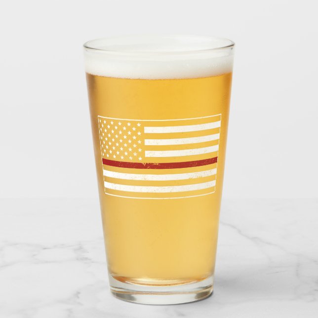 Verre Mince Red Line USA Drapeau Pompier Service d'incen (Devant (rempli))