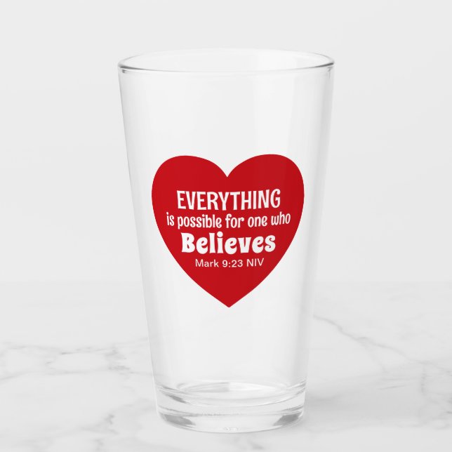 Verre Miracle Bible Verse Red Heart Encouraging Believe (Devant)