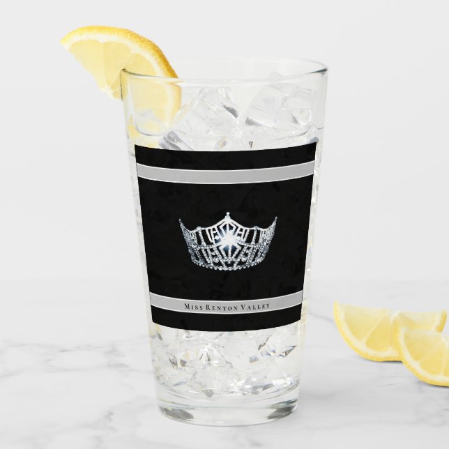 Verre Miss America Silver Crown & Custom Name Glass (Devant glace)