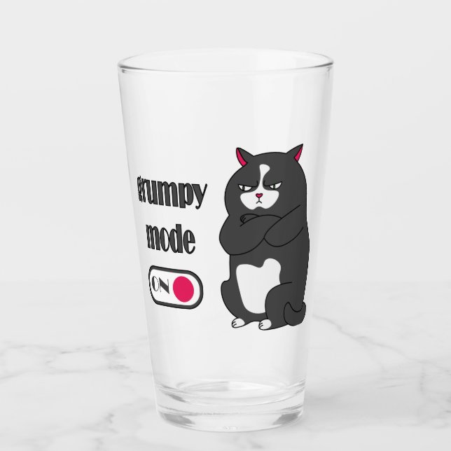 Verre Mode grumeux sur drôle de gros chat (Devant)