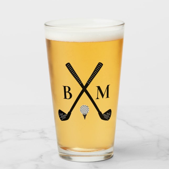 Verre Modèle Monogramme Initial Golf Club Papa Bière  (Devant (rempli))