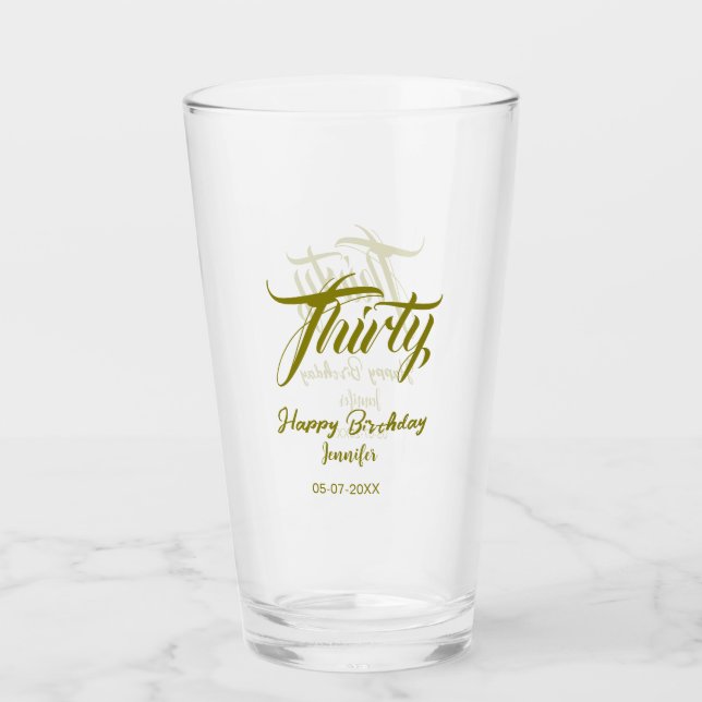 Verre modèle or 30e anniversaire ajouter nom date année  (Devant)