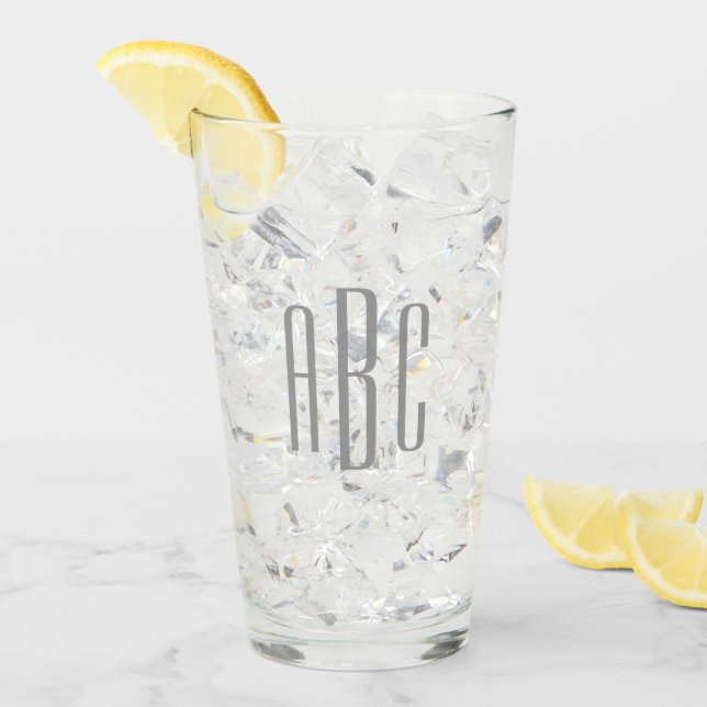 Verre Moderne Gris Simple Trois Lettres Monogramme (Devant glace)