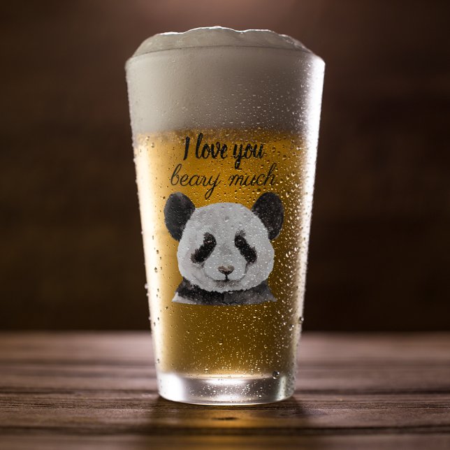 Verre Moderne Je T'Aime Beary Beaucoup Panda Noir Et Bla (Créateur téléchargé)
