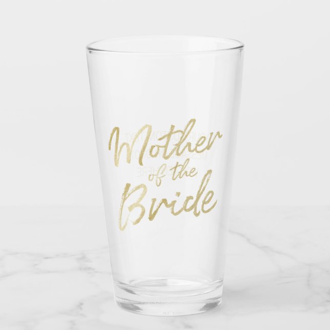 Verre Moderne Mère de la Mariée Typographie Script Or (Devant)