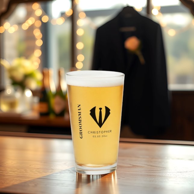 Verre Moderne minimal Groomsman Nom de mariage fête cade (Créateur téléchargé)