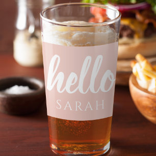 Verre Moderne Minimal Pastel Rose Bonjour Et Vous Nom