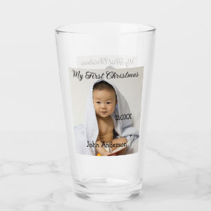 Verre Mon premier Noël ajoute nom de bébé date année pho