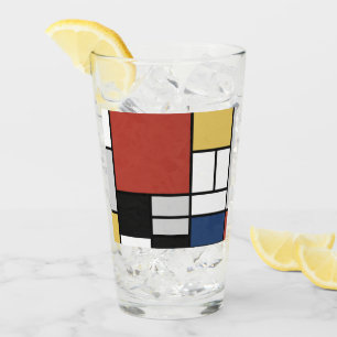 Verre Mondrian Peinture Rouge Plane Jaune Noir Gris Bleu