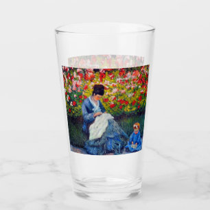 Verre Monet mère et enfant dans le jardin