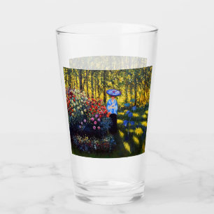 Verre Monet Woman avec un parasol dans le jardin