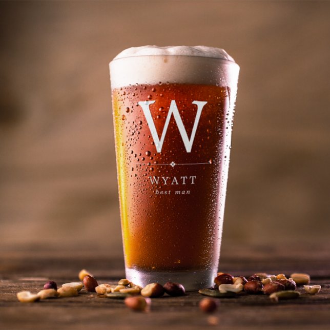 Verre Monogramme blanc minimaliste meilleur homme (Créateur téléchargé)