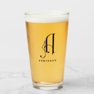 Verre Monogramme classique initial A avec nom de famille