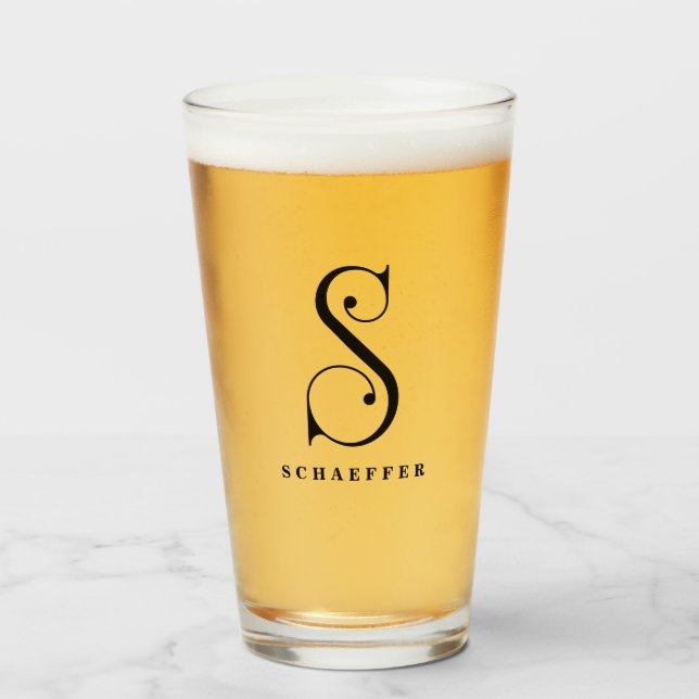 Verre Monogramme classique initial S avec nom (Devant (rempli))