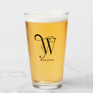 Verre Monogramme classique initial W avec nom de famille