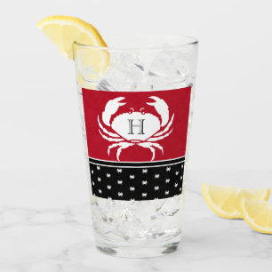 Verre Monogramme Crabe Noir Blanc Noir Nautique