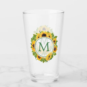 Verre Monogramme de cercle de tournesol d'été