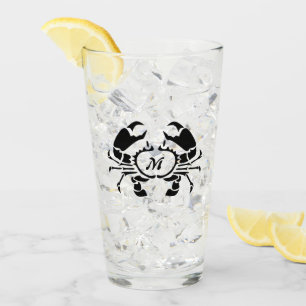Verre Monogramme de crabe en forme de gabarit noir