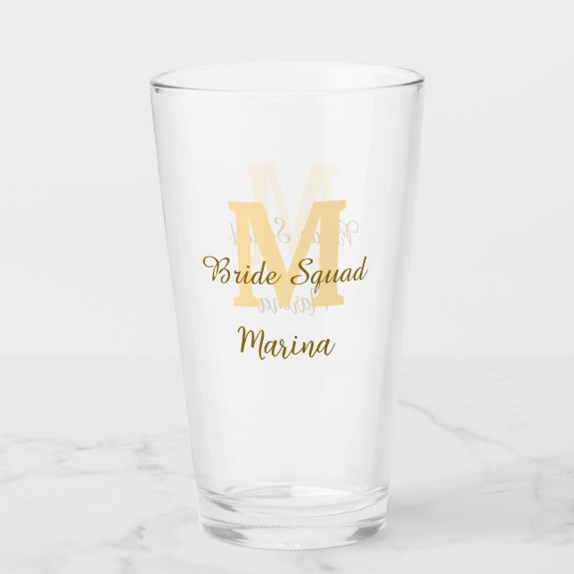 Verre Monogramme de l'équipe de la mariée simple shower  (Devant)