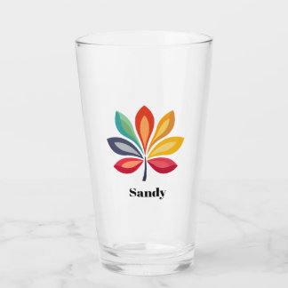 Verre Monogramme de nom de fleur coloré élégant