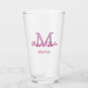 Verre Monogramme de tribu de mariée simple mini-rose rou