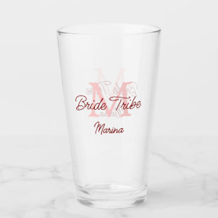 Verre Monogramme de tribu de mariée simple rouge mini en