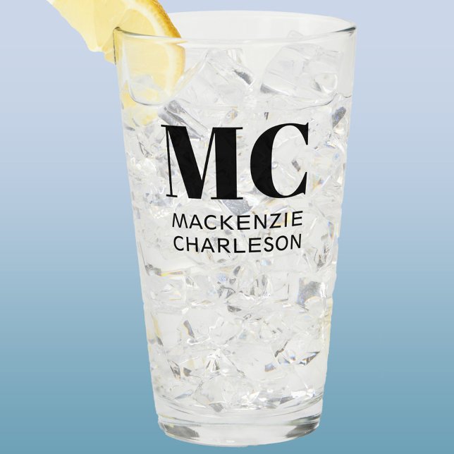 Verre Monogramme Deux initiales Nom personnalisé (Two initials monogram name personalized glass tumbler)