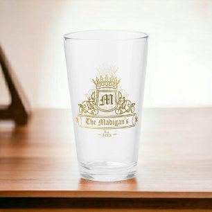 Verre Monogramme d'or victorien Texte Couronne Barre de