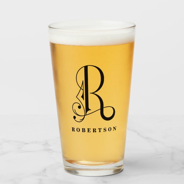 Verre Monogramme élégant classique Recherche initiale &  (Devant (rempli))