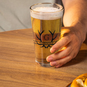 Verre Monogramme Élégant Haut & Étroit de Bois de Cerf