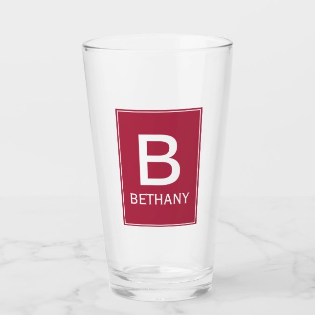 Verre Monogramme élégant moderne bordeaux (Devant)