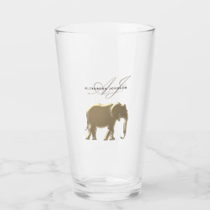 Verre Monogramme Eléphant Doré Personnalisé