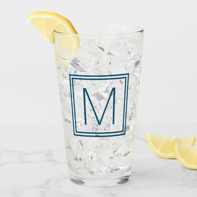 Verre Monogramme encadré de bleu d'océan (Devant glace)