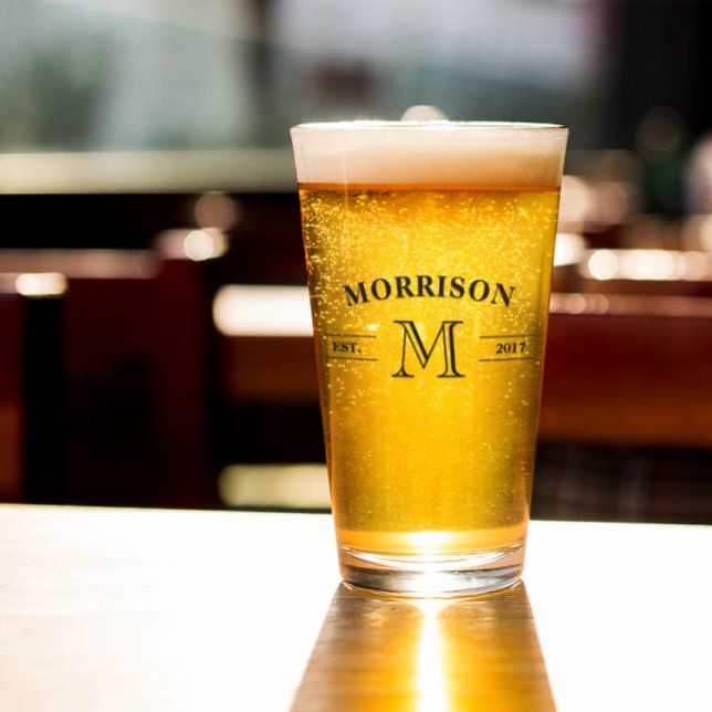 Verre Monogramme et année simple et élégant (Créateur téléchargé)