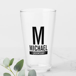 Verre Monogramme et nom du Groomsman personnalisé