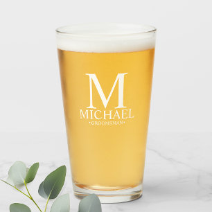Verre Monogramme et nom personnalisé moderne Groomsman