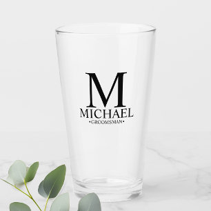Verre Monogramme et nom personnalisé moderne Groomsman