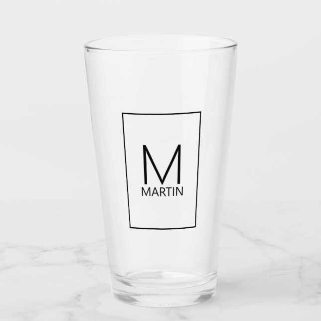 Verre Monogramme et nom personnalisés modernes (Devant)