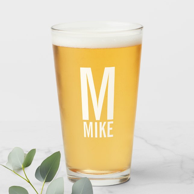 Verre Monogramme et nom personnalisés modernes (Créateur téléchargé)