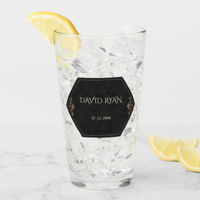 Verre Monogramme Glam 20s Gold et Black Art Déco (Devant glace)
