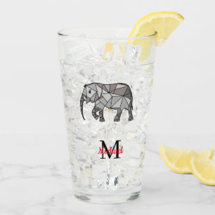 Verre Monogramme Graphique mignon Eléphant Noir personna