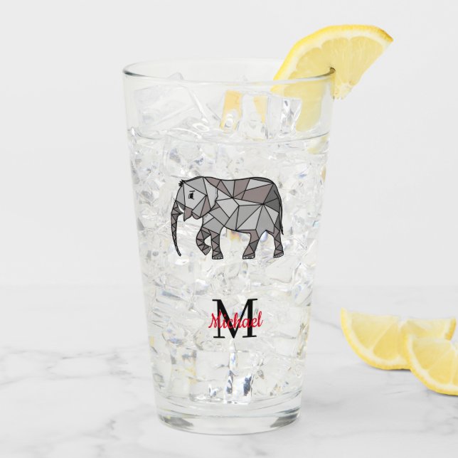 Verre Monogramme Graphique mignon Eléphant Noir personna (Dos glace)