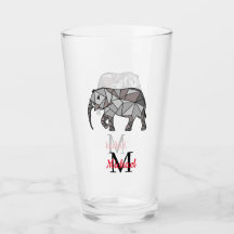 Monogramme Graphique mignon Eléphant Noir personna