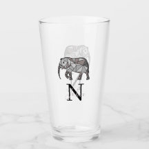 Monogramme Graphique mignon Eléphant Noir personna