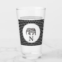 Monogramme Graphique mignon Eléphant Noir personna