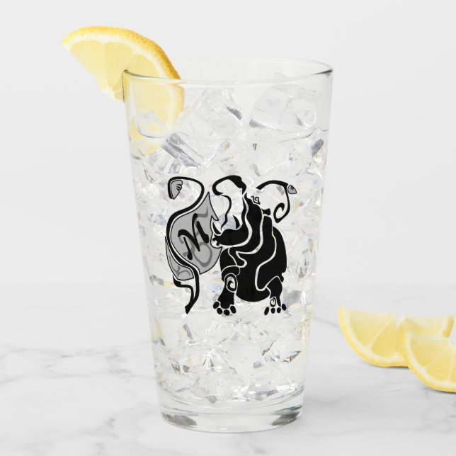 Verre Monogramme Hippo en colère (Devant glace)