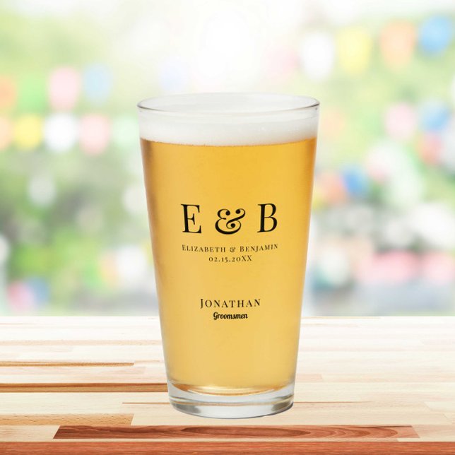 Verre Monogramme Mariage Groomsman Cadeau Personnalisé N (Créateur téléchargé)