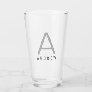 Verre Monogramme Nom initial Simple moderne pinte