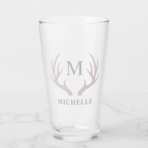 Verre Monogramme personnalisé avec Antler Cerf Blanc Noi